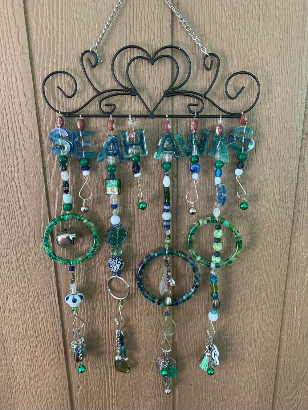 Seahawks Green & Blue Beaded Wall Hanging